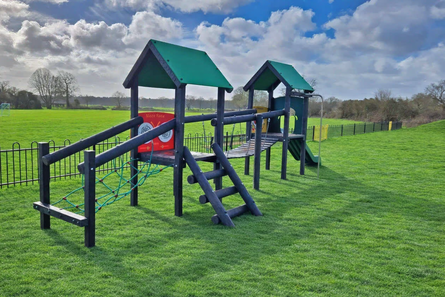 2-Tower Activity Centre - Recycled Plastic onto grass 2 2-Tower Activity Centre - Recycled Plastic onto grass