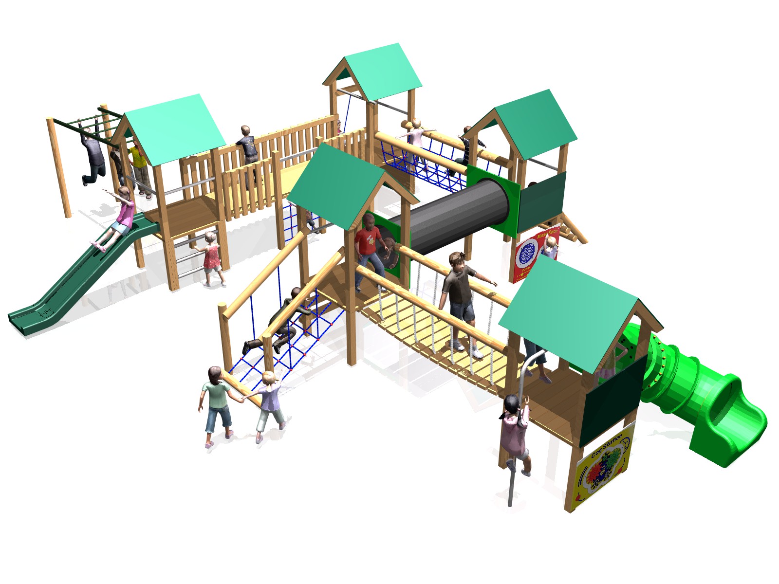 5-Tower Activity Centre Playground Equipment for Schools | PlayQuest