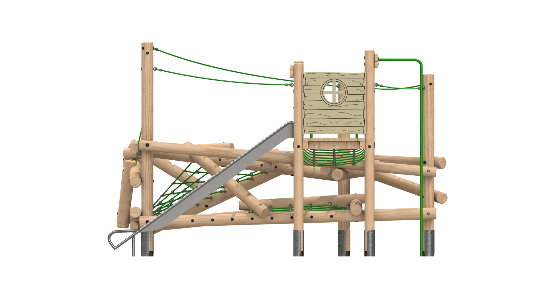 Clamber Tower 03 - DIM B Clamber Tower 3 timber play tower from the Clamber Stacks® range