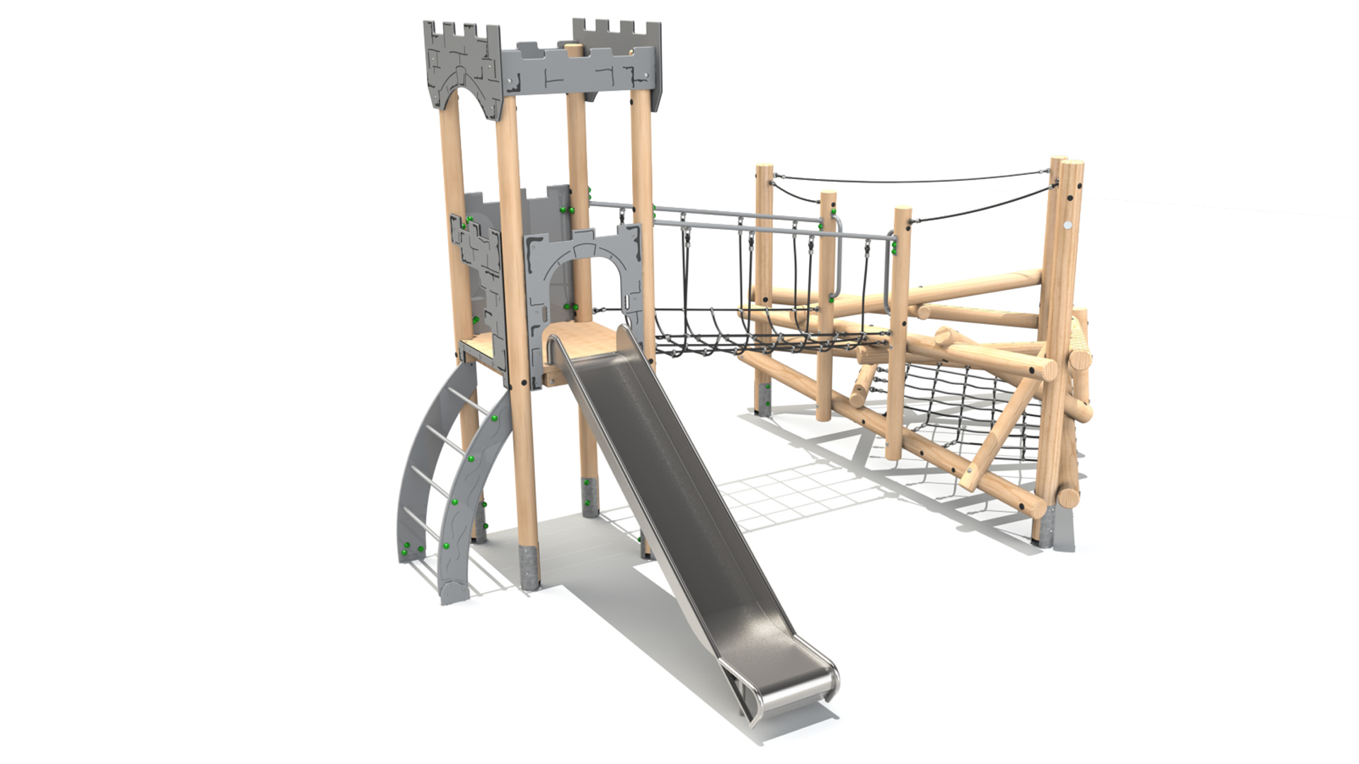 Clamber Tower 2 Castle - Image 2 Clamber Tower 2 Castle timber play tower from the Clamber Stacks® range