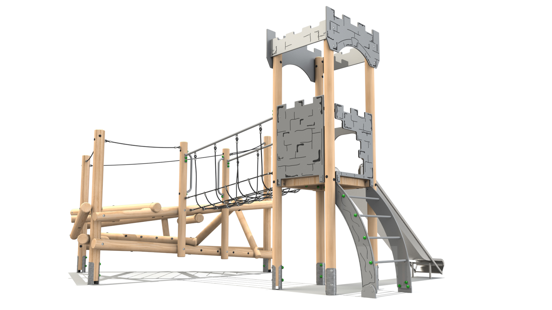 Clamber Tower 2 Castle - Image 3 Clamber Tower 2 Castle timber play tower from the Clamber Stacks® range
