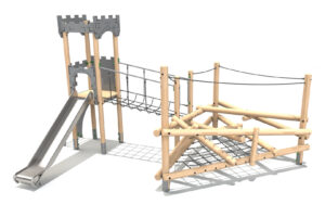 Clamber Tower 2 Castle timber play tower from the Clamber Stacks® range