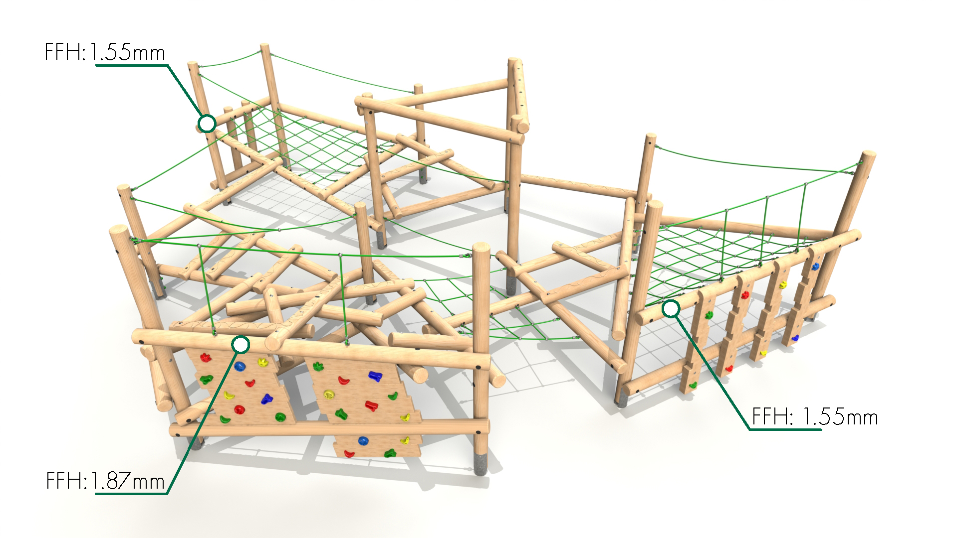 Madrina 003 FFH. Clamber Stack Madrina timber climbing frame from the Clamber Stacks® range