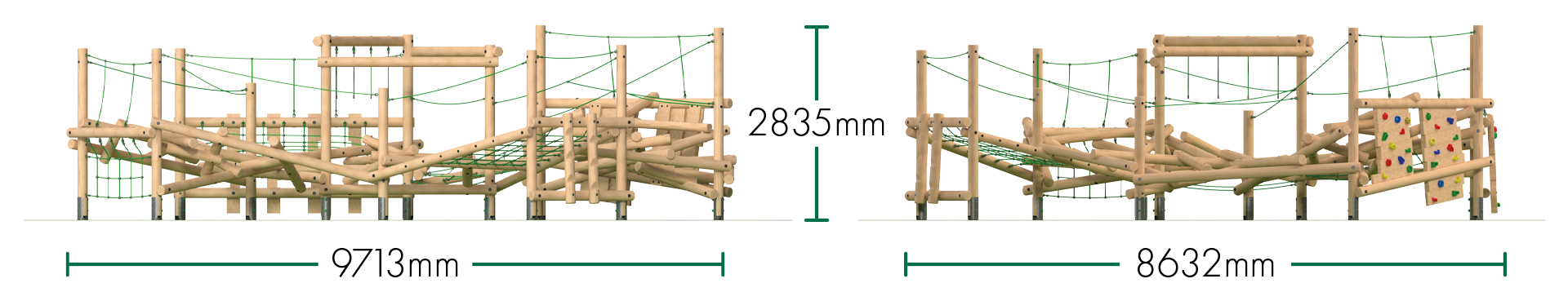 Padrino - DIM 002 Clamber Stack Padrino timber climbing frame from the Clamber Stacks® range