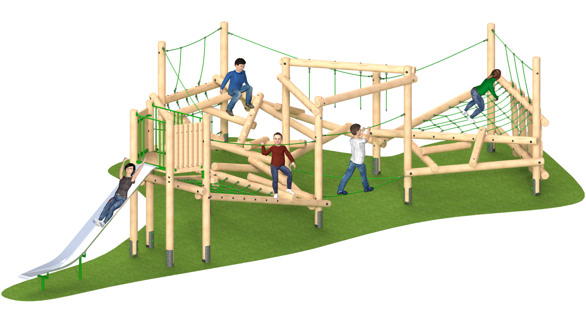 Zietta With Slide - Render 1 With Kids Clamber Stack Zietta with Stainless Steel Slide from the Clamber Stacks® range