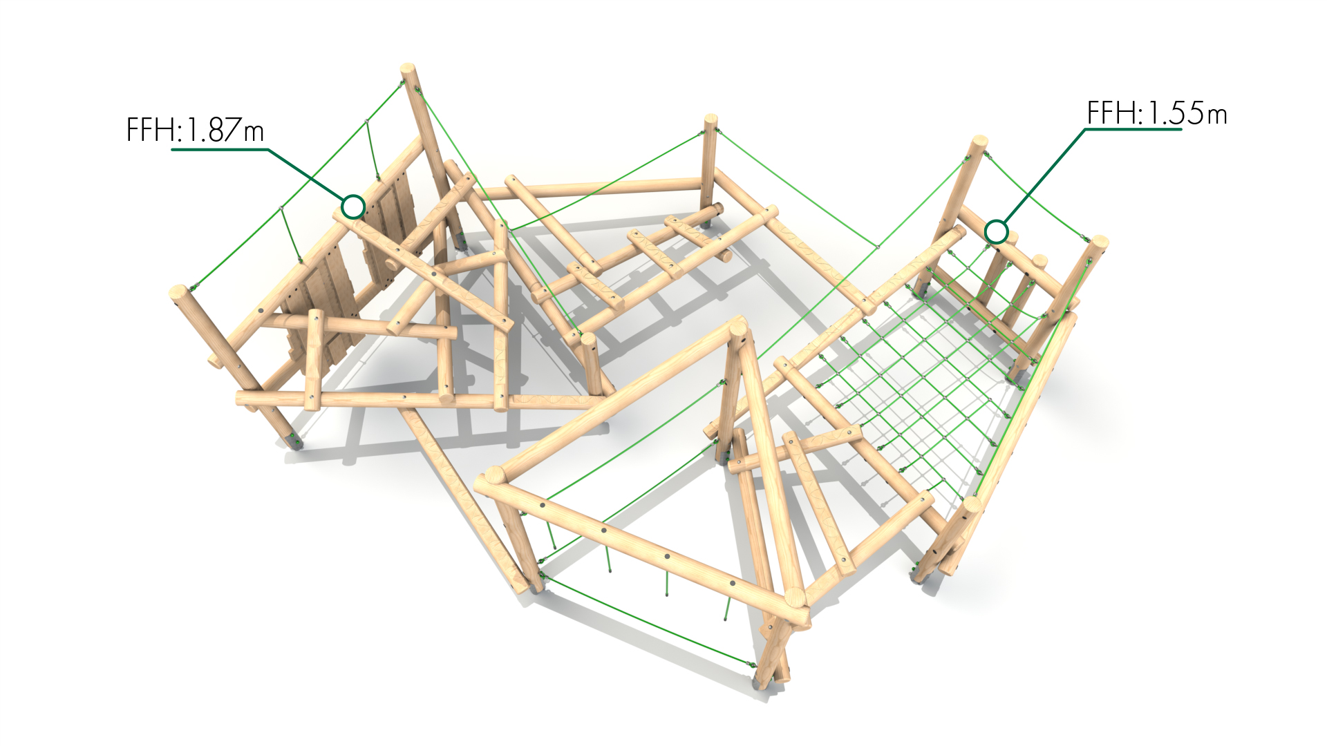 Zio 004 FFH Clamber Stack Zio timber climbing frame from the Clamber Stacks® range