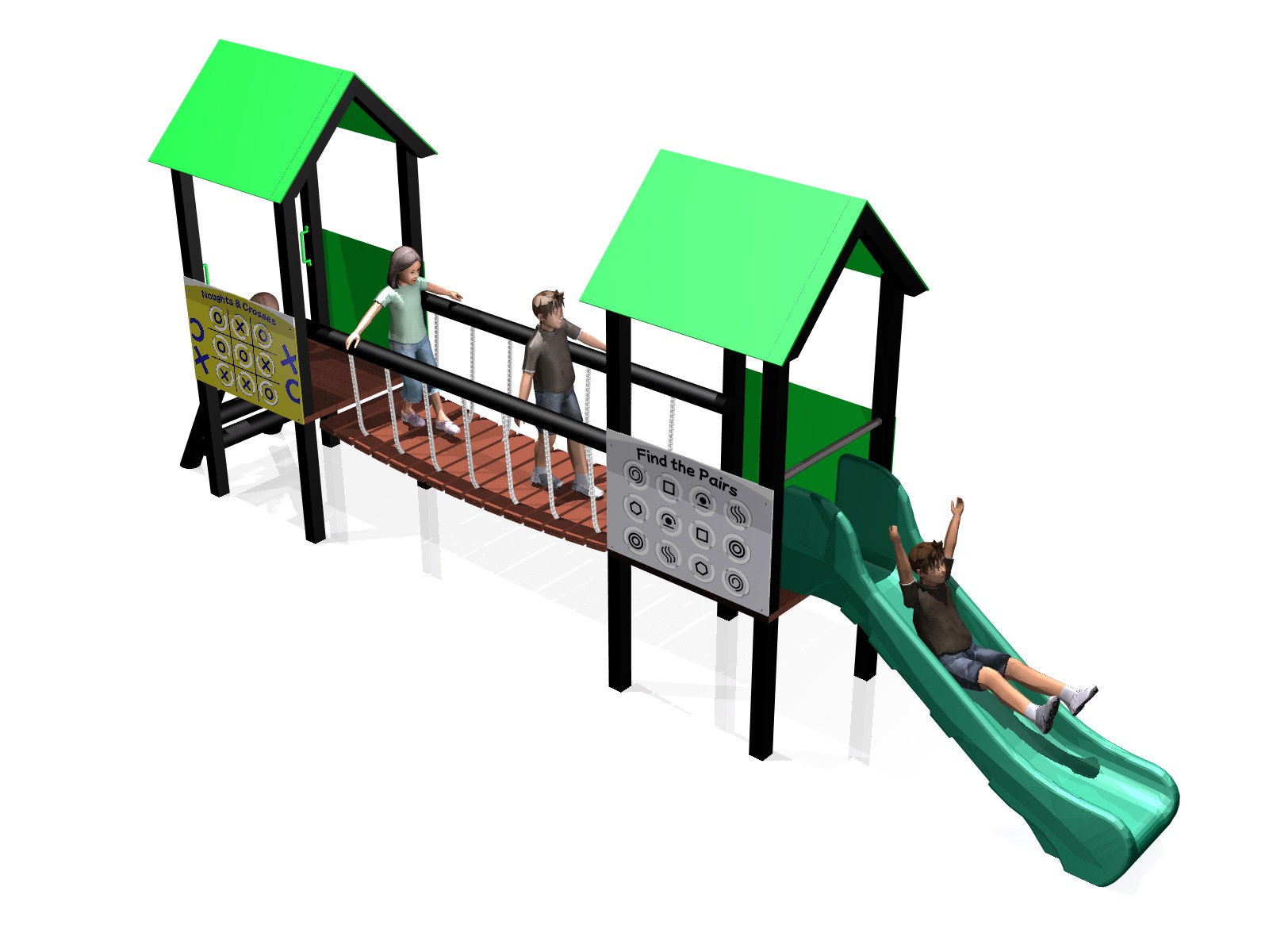 Twin Playhouse C-Bridge & Slide 2026-Recycled Plastic Twin Playhouse C-Bridge & Slide 2026-Recycled Plastic