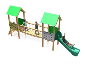 Twin Playouse C-Bridge & Slide 2026-Timber